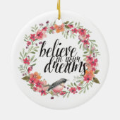 Romantischer Oleander Bird Pink Floral Dream Keramik Ornament (Hinten)