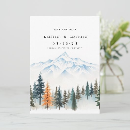 Romantischer Online-Berg Save The Date (Stehend Vorderseite)