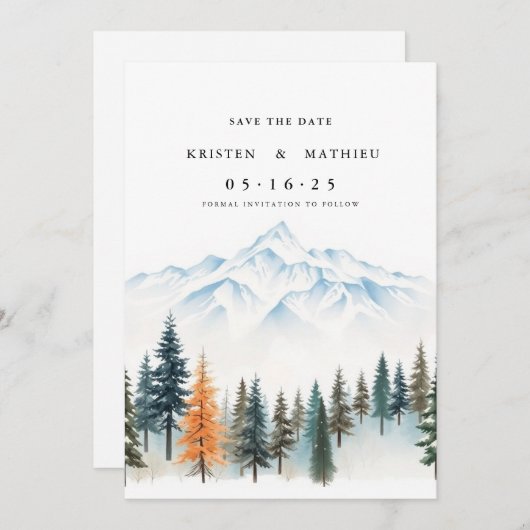 Romantischer Online-Berg Save The Date (Vorne/Hinten)