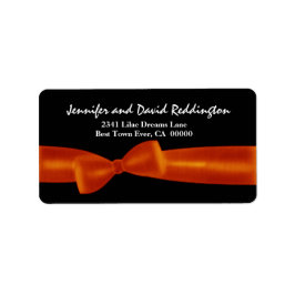 Romantischer Orange Bow auf schwarzem Hintergrund Adressaufkleber