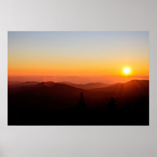 Romantischer orangefarbener Sonnenuntergang in den Poster