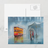 ROMANTISCHER PAAR RAINY DAUMBRELLA POSTKARTE (Vorne/Hinten)