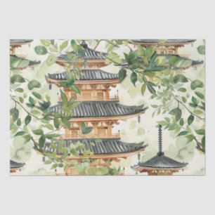 Romantischer Pagodenwald Koralle Chinoiserie Seidenpapier