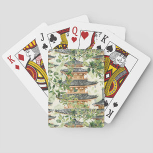 Romantischer Pagodenwald Koralle Chinoiserie Spielkarten