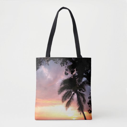 Romantischer Palm Tree Sunset Tasche (Vorderseite)
