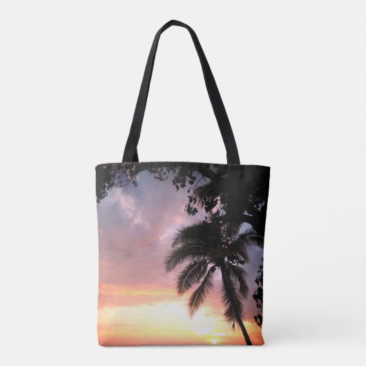 Romantischer Palm Tree Sunset Tasche (Rückseite)