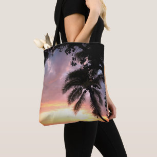 Romantischer Palm Tree Sunset Tasche
