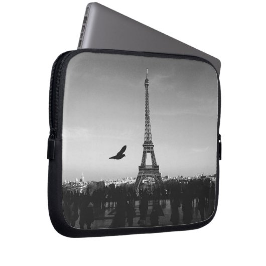 Romantischer Paris-Eiffelturm Schwarzweiss Laptopschutzhülle (Vorne Rechts)