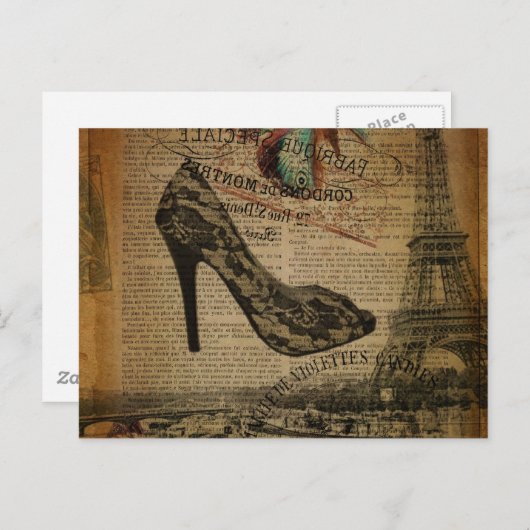 Romantischer Pariser Eiffelturm mädchenhaft stilet Postkarte (Vorne/Hinten)