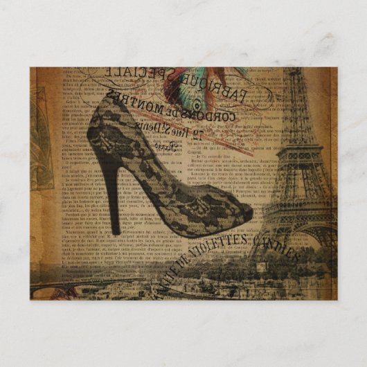 Romantischer Pariser Eiffelturm mädchenhaft stilet Postkarte (Vorderseite)