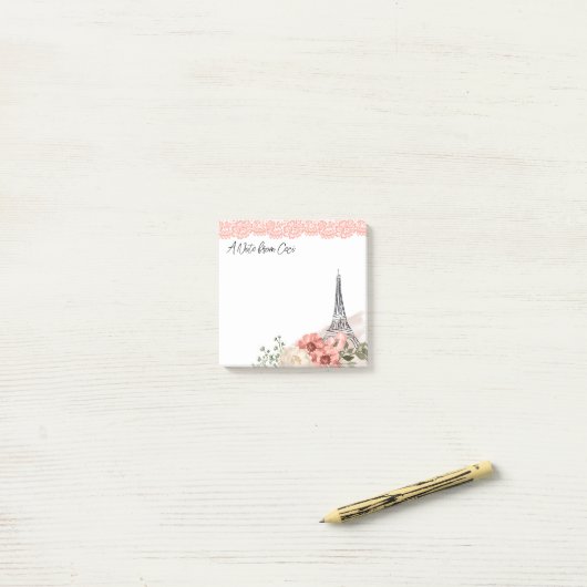 Romantischer Pariser Eiffelturm Post-it Klebezettel (Auf Schreibtisch)