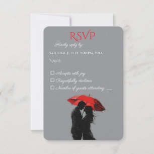 Romantischer Pariser roter Schirm Liebessilhouette RSVP Karte