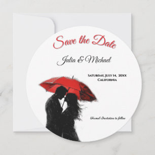 Romantischer Pariser roter Schirm Liebessilhouette Save The Date