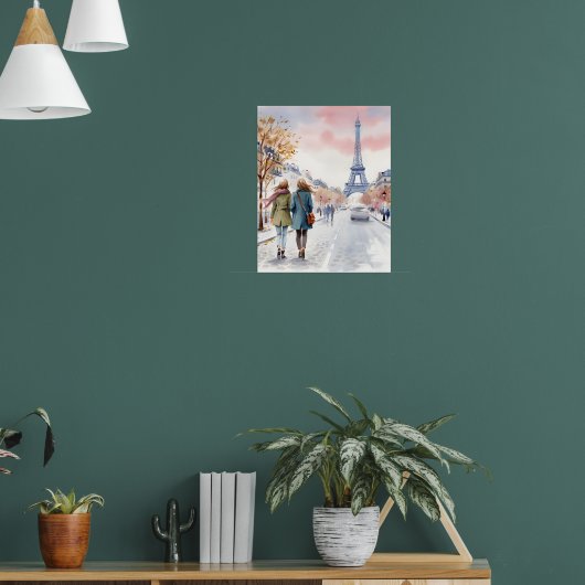 Romantischer Pariser Straßenszene-Druck Poster (Wohnzimmer 1)