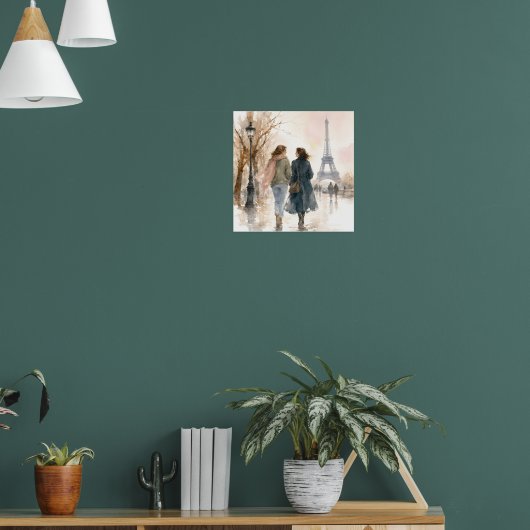 Romantischer Pariser Straßenszene-Druck Poster (Wohnzimmer 1)