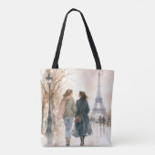 Romantischer Pariser Straßenszene-Druck Tasche (Rückseite)