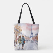 Romantischer Pariser Straßenszene-Druck Tasche (Rückseite)