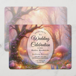 Romantischer Pastell-Gartenweg-Laterne Hochzeit Einladung