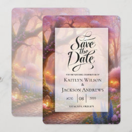 Romantischer Pastell-Gartenweg-Laterne Hochzeit Save The Date