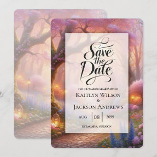 Romantischer Pastell-Gartenweg-Laterne Hochzeit Save The Date