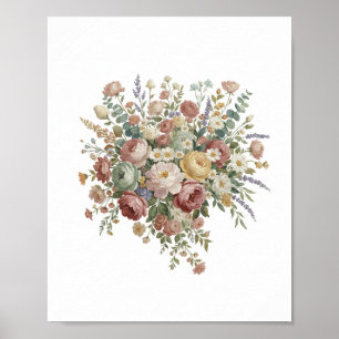 Romantischer pastellfarbener Blumenleinwanddruck Poster