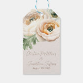 Romantischer Peach Ranunculus auf Elfenbein Geschenkanhänger (Rückseite)