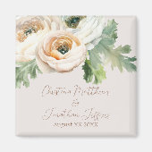 Romantischer Peach Ranunculus auf Elfenbein Magnet (Vorne)