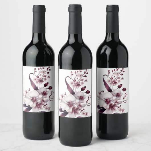 Romantischer Personalisierter Orchid Weinetikett (Flaschen)