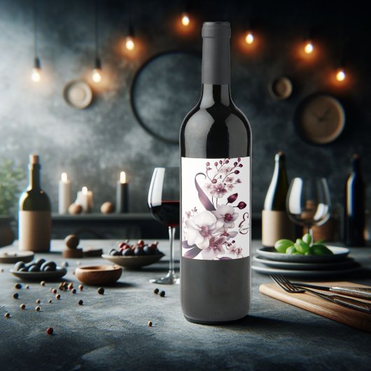 Romantischer Personalisierter Orchid Weinetikett