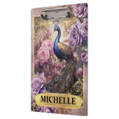 Romantischer Pfau und Lila Rose Fantasie Klemmbrett (Links)