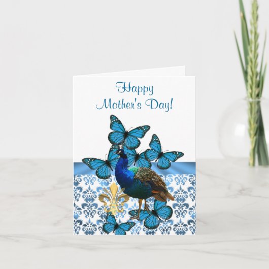 Romantischer Pfaumuttertag Karte (Vorderseite)