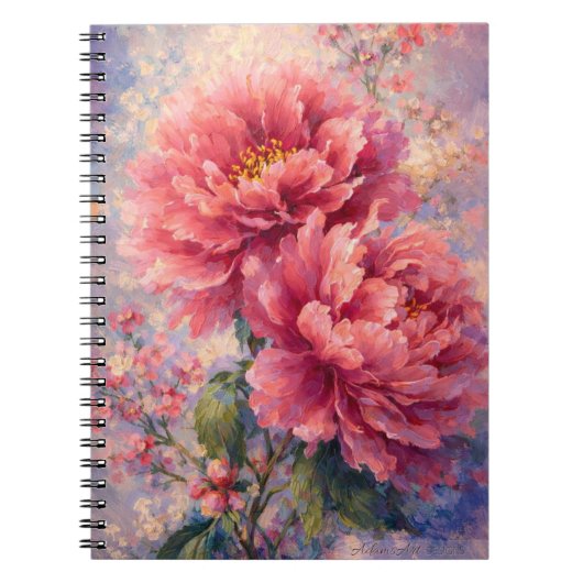 Romantischer Pfingstrosen-Blüten-Impressionistisch Notizblock (Vorderseite)