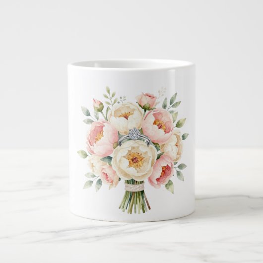 Romantischer Pfingstrosenstrauß mit Diamantring Jumbo-Tasse (Vorderseite)