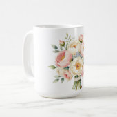 Romantischer Pfingstrosenstrauß mit Diamantring Kaffeetasse (Vorderseite Links)