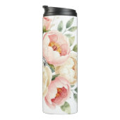 Romantischer Pfingstrosenstrauß mit Diamantring Thermosbecher (Nach rechts gedreht)