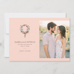 Romantischer Pfirsich-Blumenkranz Save The Date