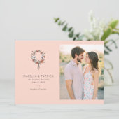 Romantischer Pfirsich-Blumenkranz Save The Date (Stehend Vorderseite)