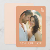 Romantischer Pfirsich Minimalistisches Foto Save The Date (Vorne/Hinten)