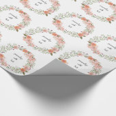 Romantischer Pfirsich mit Blumen Geschenkpapier (Ecke)