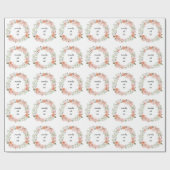 Romantischer Pfirsich mit Blumen Geschenkpapier (Flach)