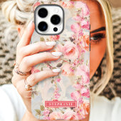 Romantischer Pfirsich und rosa Blumenname Case-Mate iPhone Hülle