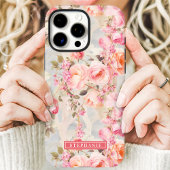 Romantischer Pfirsich und rosa Blumenname Case-Mate iPhone Hülle