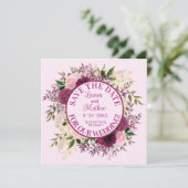 Romantischer Pflaume Burgund Blush Pink Bloral Save The Date (Stehend Vorderseite)