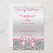 Romantischer Pink Bow & Silver Glitzer Plan Einladung (Vorderseite)