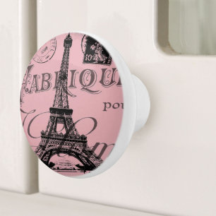 romantischer Pink-Französisch-Vintag-Paris-Eiffelt Keramikknauf