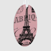 romantischer Pink-Französisch-Vintag-Paris-Eiffelt Ornament (Vorderseite)