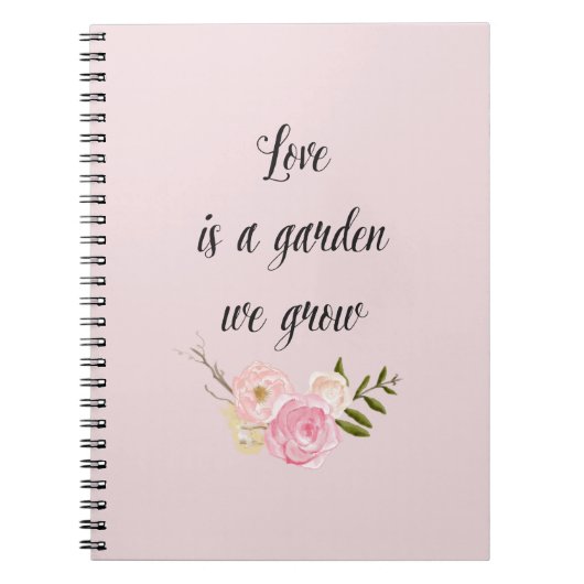 Romantischer Pink Garden Aquarell Liebe Notizblock (Vorderseite)