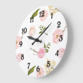 Romantischer Pink Garden Große Wanduhr (Winkel)