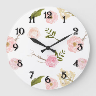 Romantischer Pink Garden Große Wanduhr