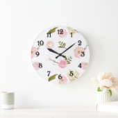 Romantischer Pink Garden Große Wanduhr (Zuhause)